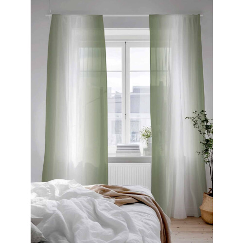 Sheer Curtains Green Gradient Light-Filtering Voile 2 2