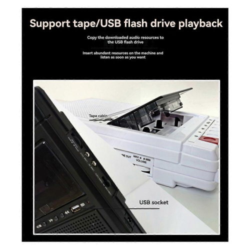 Retro Cassette Recorder and Player with Internal and External Recording and USB Transcription Support 2