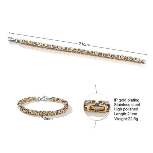 Bracciale in titanio bicolore argento e oro, 21 cm, elegante accessorio da donna. 2