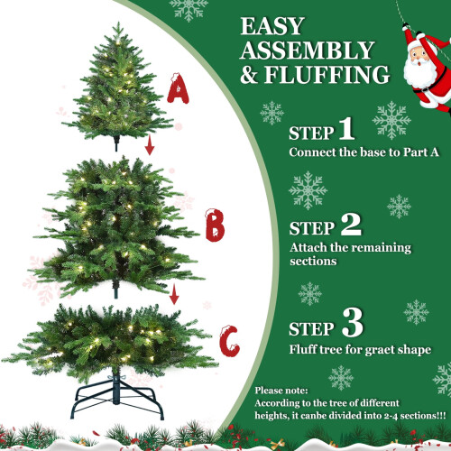 4FT Pre-Lit Hybrid Christmas Tree with 150 UL Lights and 2