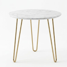Modern Marble Coffee Table with Gold Hairpin Legs