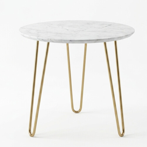 Modern Marble Coffee Table with Gold Hairpin Legs