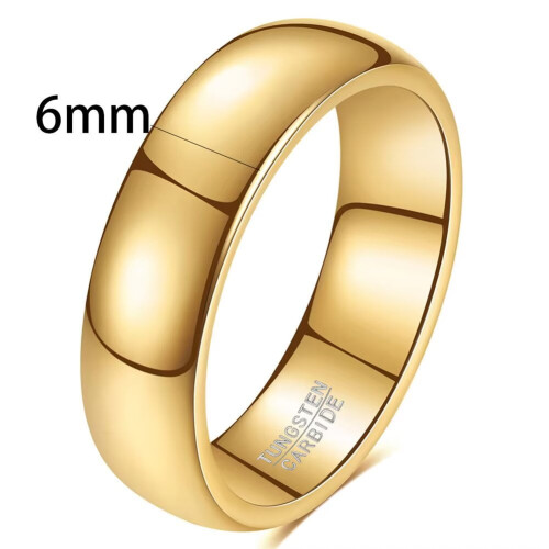 Volframståls böjd glansig ring unisex 6 mm guld storlek 6 1
