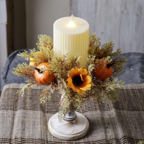 Thanksgiving-høstdekor gresskar solsikke lysestake 1