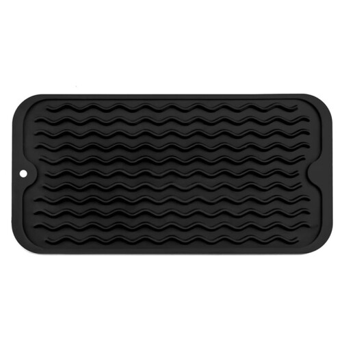 2X Dish Drying Mat for Multiple Usage, Easy Clean, Eco-Friendly, Heat-Resistant Silicone Mat for Kitchen Counter Black-A 1