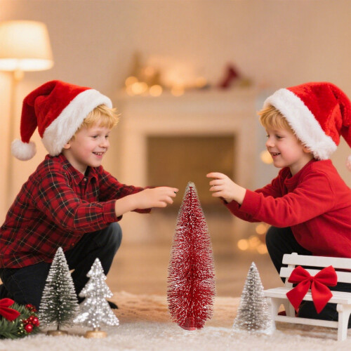 Christmas miniature pine tree tabletop decoration red 1