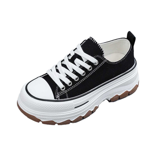 Sznurowane, codzienne, dżinsowe buty z platformą, czarne, rozmiar 39 1