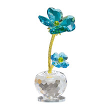 Four Leaf Crystal Flower Ornament Blue