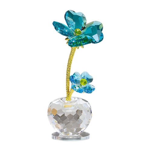 Four Leaf Crystal Flower Ornament Blue