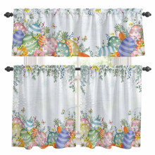 Easter Eggs Kitchen Curtains and Valances Set Blue Floral