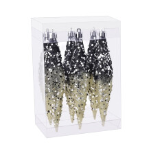 Black Christmas Ball Ornaments 6-Pack 6.7 Inch