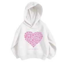 Hoodie voor meisjes met hartjesprint, oversized zak en trekkoord.