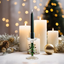 Kerstboomkaarsenhouder, hoge glazen standaard met ribbels