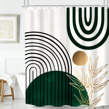 Abstrakt duschdraperi Grön Chic 72x72 tum Boho Tropisk