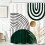 Abstrakt duschdraperi Grön Chic 72x72 tum Boho Tropisk 1