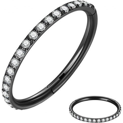 Titanium neusring met micro-zirkonia steentjes