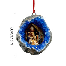Adorno de acrílico del Nacimiento de Jesús de la Cueva de Cristal de 8 cm (3,15 pulgadas)
