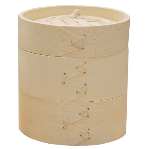 Bamboo Steamer Set Light Yellow 14x5.1x5.1 in