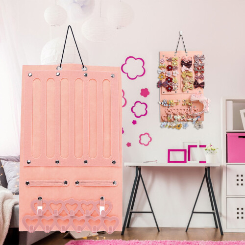 Appendiabiti rosa per fiocchi per capelli, organizer da parete