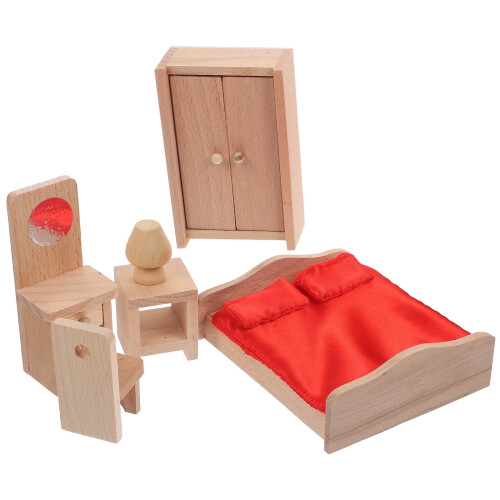 Dockhusköksmodell i trä, beige, 1 set