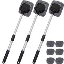 Windschutzscheiben-Reinigungsset, Mikrofaser, 17 Zoll, ausziehbar, mit 3