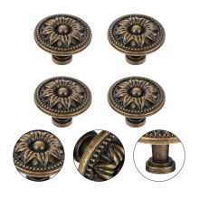 Poignées de porte d'armoire rondes LEORX marron foncé (4 surfaces lisses)