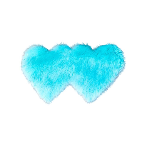 Tapis moelleux en forme de cœur, bleu polyester, 35 x 70 cm