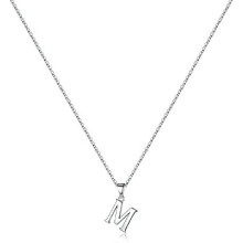 Sterling Silver Initial Pendant Necklace A-Z on Figaro Chain