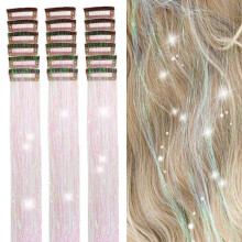 Kit Tinsel Gruaige Glitter Clip-in Bándearg atá Frithsheasmhach in aghaidh Teasa
