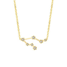Colar feminino com pingente do signo de Gêmeos em aço inoxidável dourado.