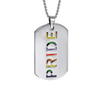 Regenbogen-LGBT-Anhänger-Halskette aus Edelstahl, 2 Stück