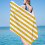 Strandhanddoek geel-wit gestreept microvezel 75x150cm 1