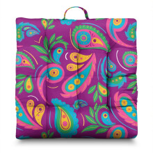 Vierkant vloerkussen met paisleyprint, boho 22x22 cm