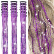 Kit Tinsel Gruaige Glitter Clip-In Bándearg atá Frithsheasmhach in aghaidh Teasa