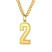 Colar feminino com pingente de número em aço inoxidável dourado2