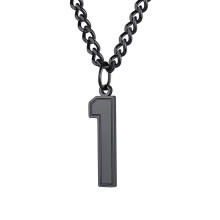 Damesketting met cijferhanger van roestvrij staal, zwart1