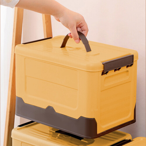 Bac de rangement empilable avec couvercle jaune 10 L
