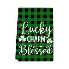Handdoek voor St. Patrick's Day met groene klavertjes vier (1 stuk)