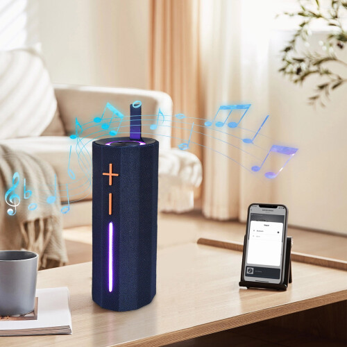 Bluetooth-højttaler med LED-lys, bas og FM-radio