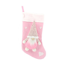 Sac cadeau chaussettes de Noël avec poupée sans visage décorative