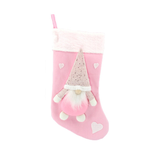 Sac cadeau chaussettes de Noël avec poupée sans visage décorative