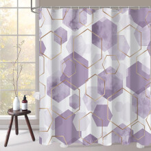 Lavendelkleurig geometrisch douchegordijn, waterdicht, 72x84 inch