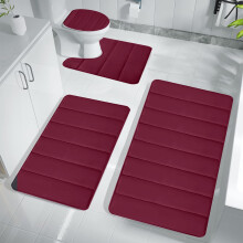 Schuimrubberen badmattenset, zacht, absorberend en antislip, 4-delig