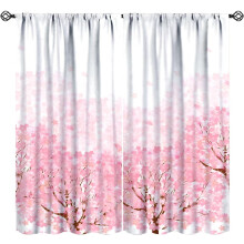 Spring Cherry Blossom Curtains Pink Galaxy Print 84x84 Inch
