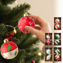Christmas Ornaments Green Gold Glass Balls 2 pcs