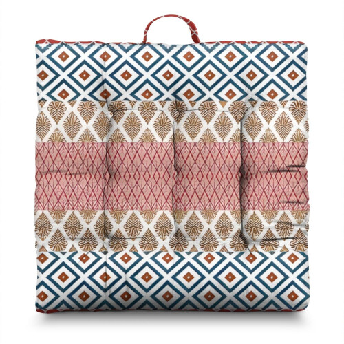 Almofada de chão boho em veludo, quadrada de 56 cm (22 polegadas).