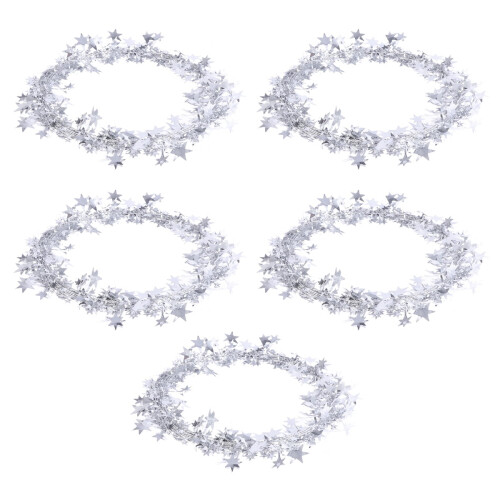 Star Tree Decorations Rattan Silver 5 Pieces