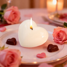 Juego de velas aromáticas en forma de corazón para San Valentín