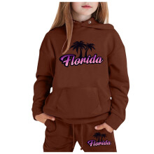 Bruine hoodie set voor meisjes, 2-delige sweatshirt outfit voor alle leeftijden