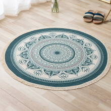 Grønt mandala rundt teppe 86x86 cm sklisikkert